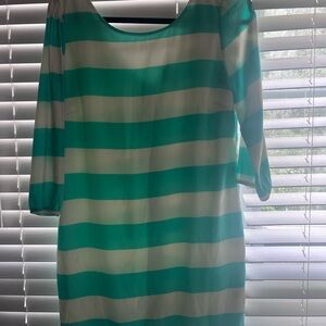 Striped Teal and White Dress